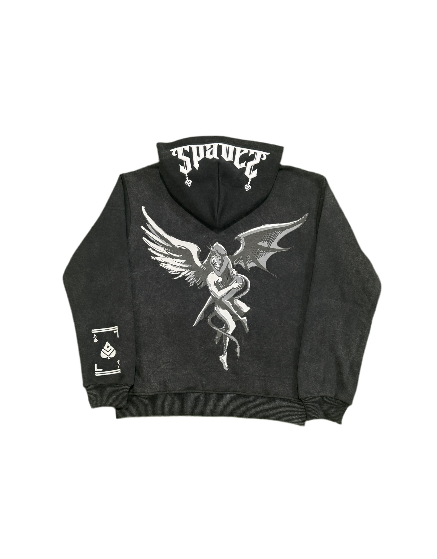 No Angels - 3D Embroidered Acid Washed Hoodie