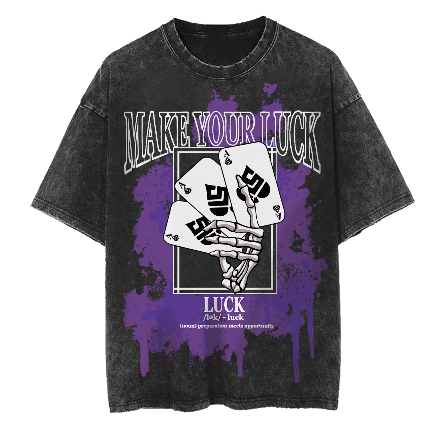 Make Your Luck Acid Washed Short Sleeve
