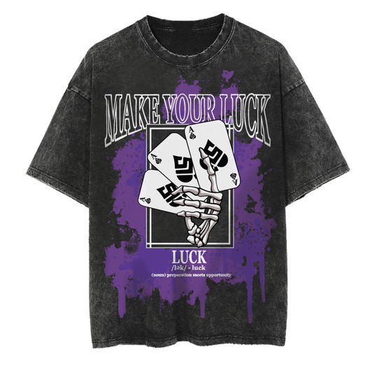 Make Your Luck Acid Washed Short Sleeve