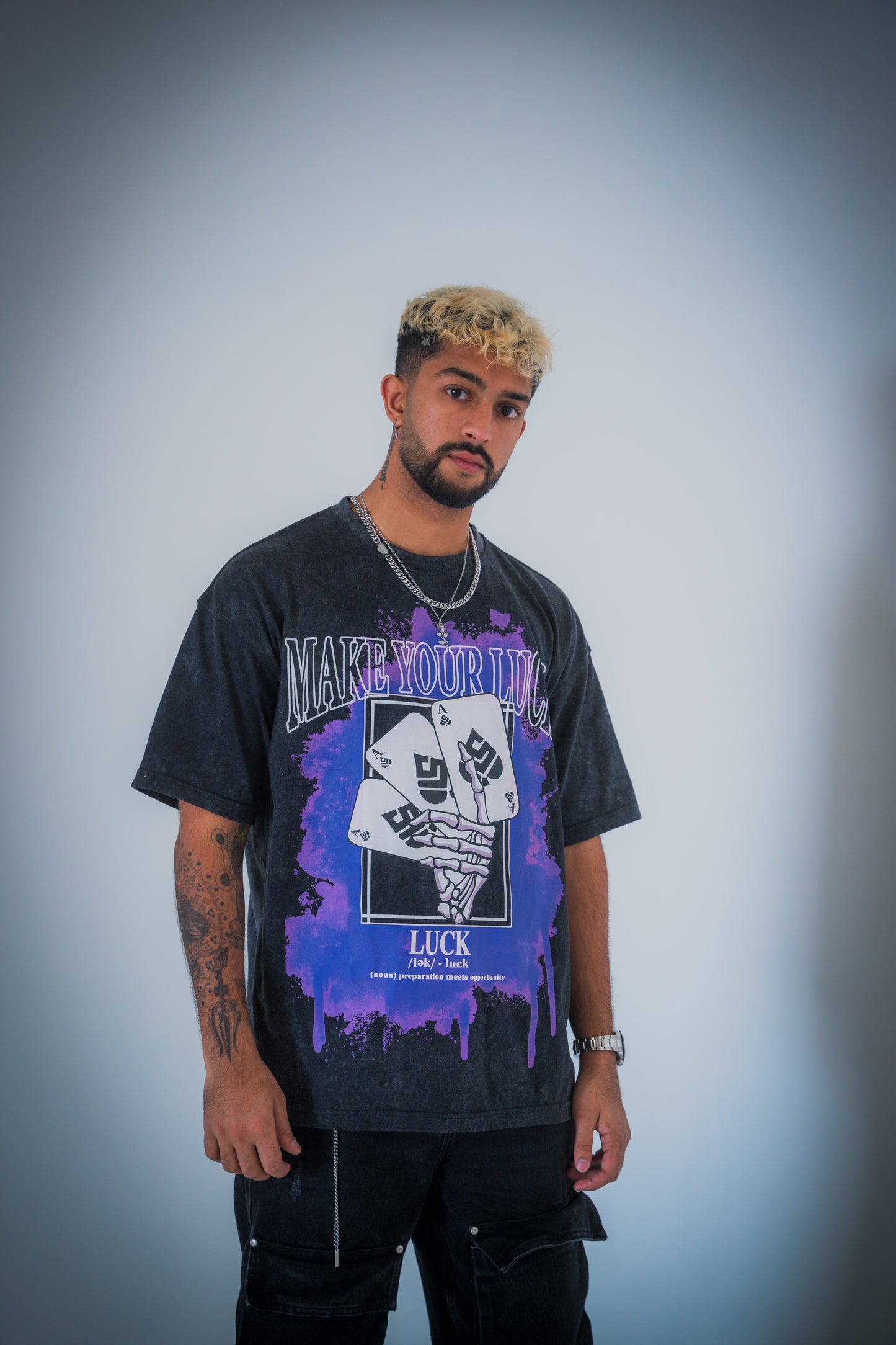 Make Your Luck Acid Washed Short Sleeve